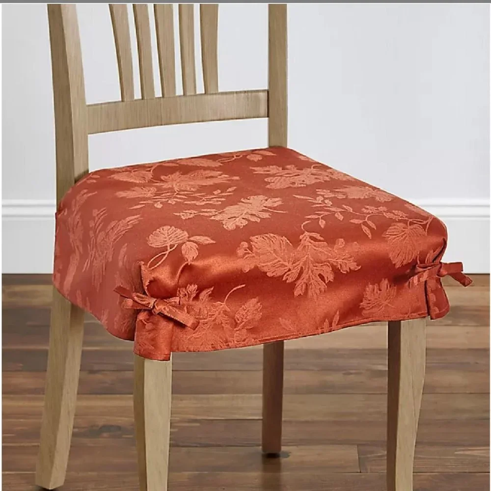 brand new Set of 2 Autumn Medley Dining Chair Seat Covers in Spice Color